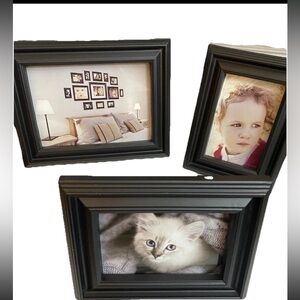 Set of 3 Classic Black Picture Frame Accents 5x7 and 2- 3.5 X 5